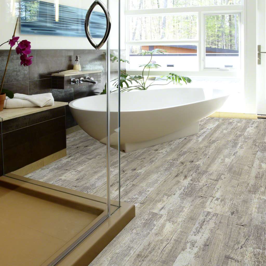 Shaw Floors Shaw Newcastle Drawbridge Gray 12-mil x 7-in W x 48-in L Waterproof Interlocking Luxury Vinyl Plank Flooring (18.67-sq ft/ Carton)