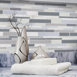Elida Ceramica Moonlight Linear Blend 12-in x 12-in Glossy Glass/Stone Mosaic Wall Tile