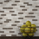 Elida Ceramica Highlight Linear Blend 12-in x 12-in Glossy Glass/Stone Mosaic Wall Tile