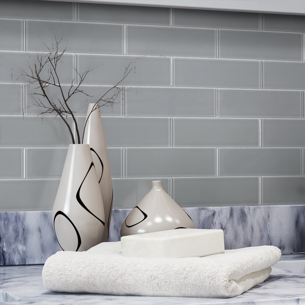 Elida Ceramica Moonlight Subway 12-in x 12-in Glossy Glass Mosaic Wall Tile