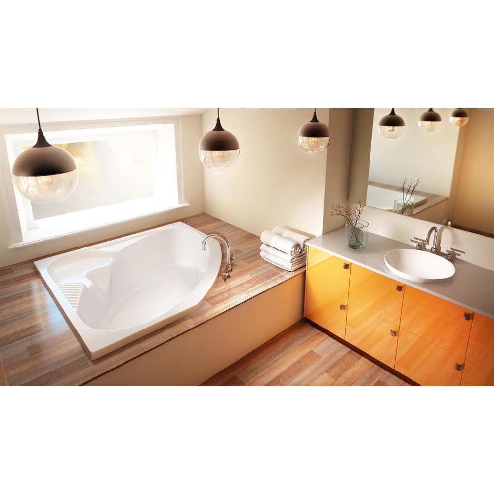 CAPELLA 55 in. x 55 in. Acrylic Corner Drop-in Bathtub in White - Super Arbor