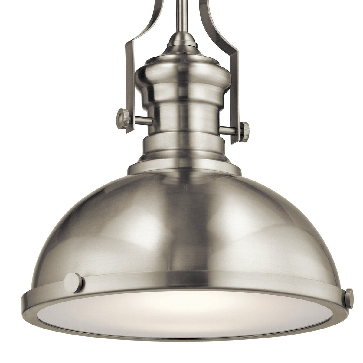Kichler Satin Nickel Industrial Frosted Glass Dome LED Pendant Light, 13-in