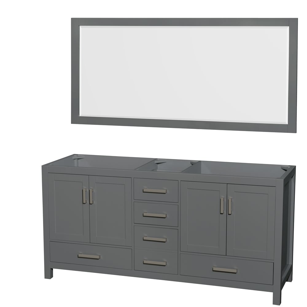 Wyndham Collection Sheffield 70.75-in Dark Gray Bathroom Vanity Cabinet with Mirror