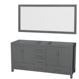 Wyndham Collection Sheffield 70.75-in Dark Gray Bathroom Vanity Cabinet with Mirror