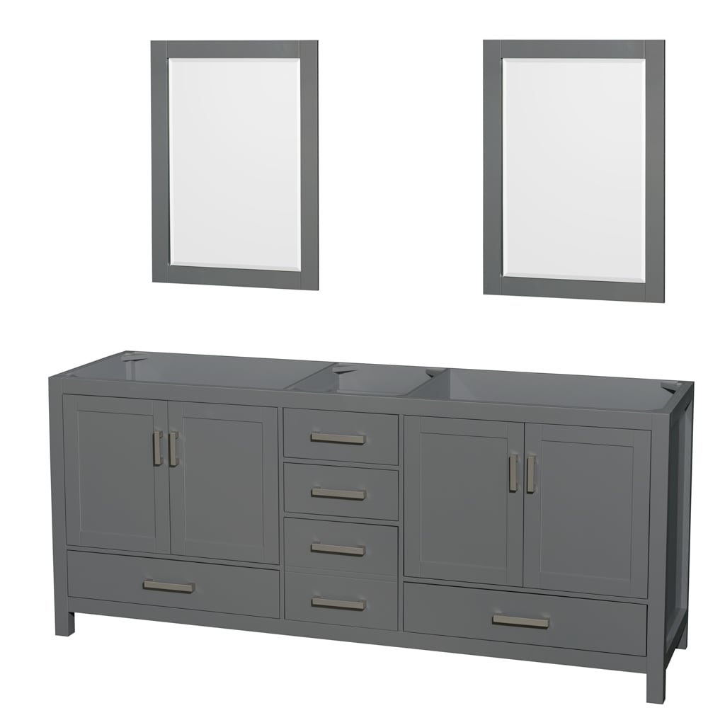 Wyndham Collection Sheffield 78.5-in Dark Gray Bathroom Vanity Cabinet with Mirrors