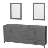 Wyndham Collection Sheffield 78.5-in Dark Gray Bathroom Vanity Cabinet with Mirrors