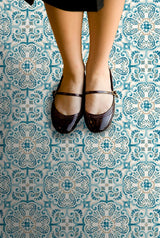 FloorPops Fontaine 12-in x 12-in Blue Peel and Stick Vinyl Floor Tile, 20-Pack (20-sq ft)