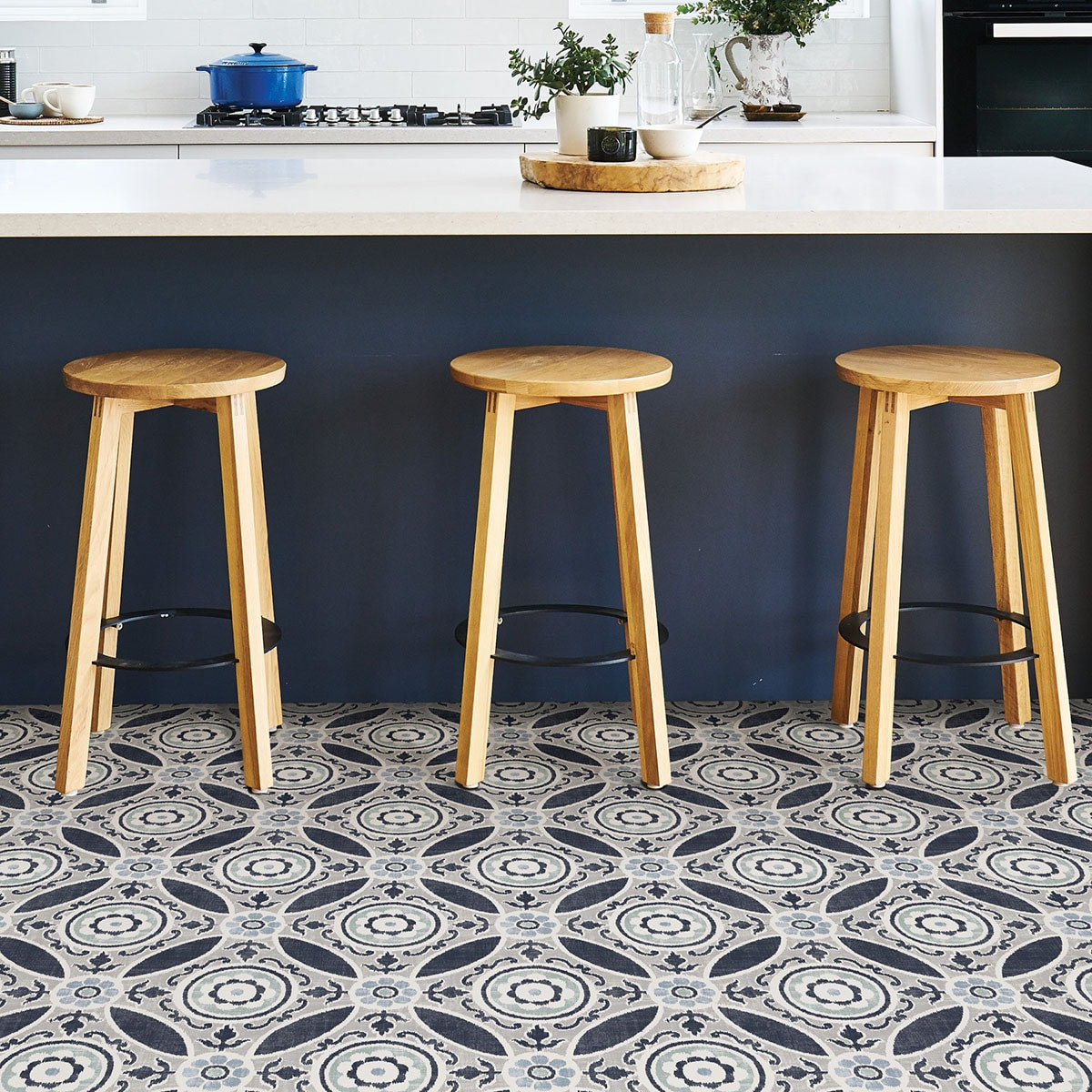 FloorPops Blue 12-in x 12-in Water Resistant Peel and Stick Vinyl Tile Flooring (20-sq ft)