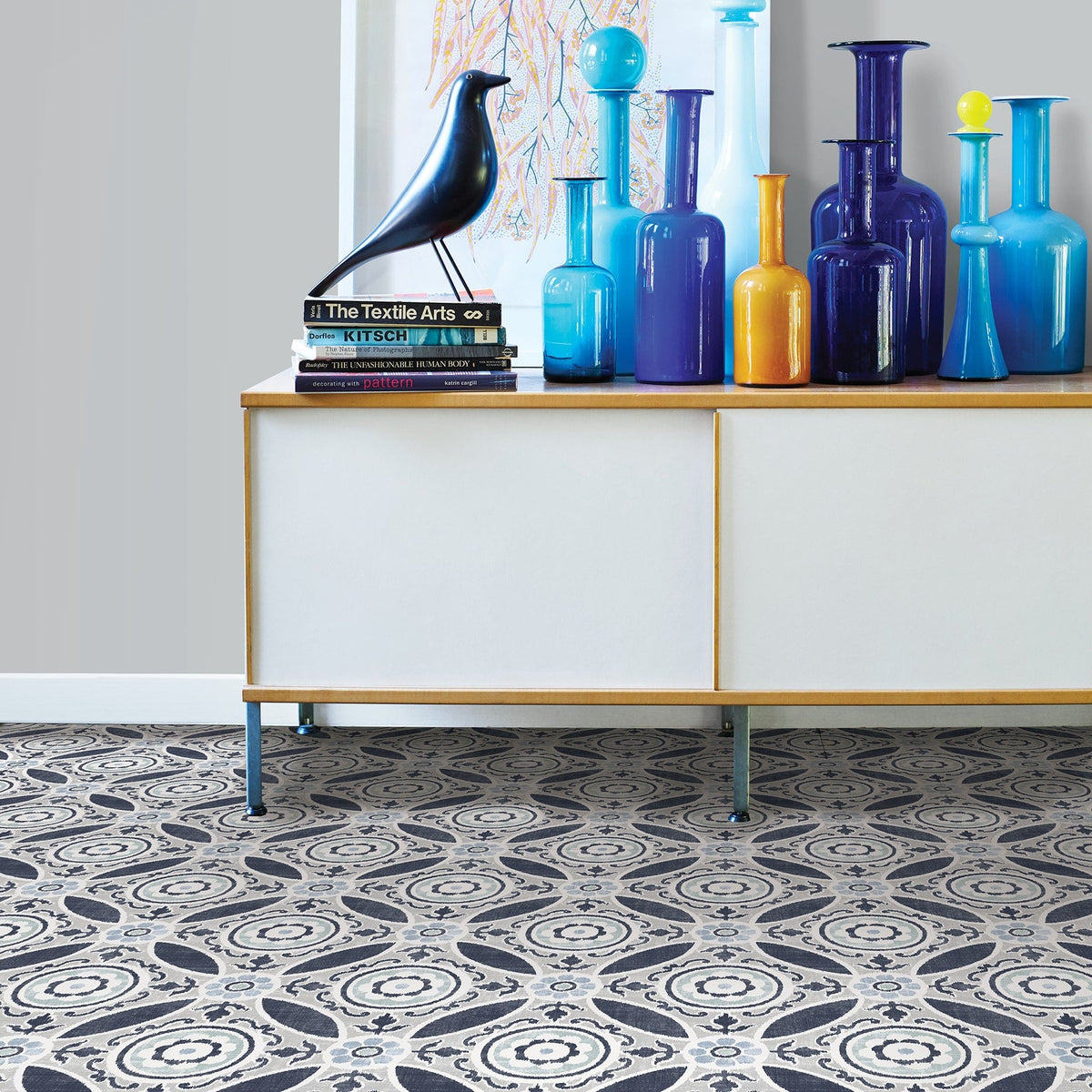 FloorPops Blue 12-in x 12-in Water Resistant Peel and Stick Vinyl Tile Flooring (20-sq ft)