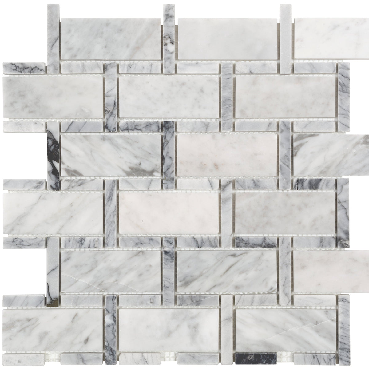 Satori Carrara Grigio 12-in x 12-in Polished Natural Stone Subway Mosaic Wall Tile (0.95-sq. ft/ Piece)