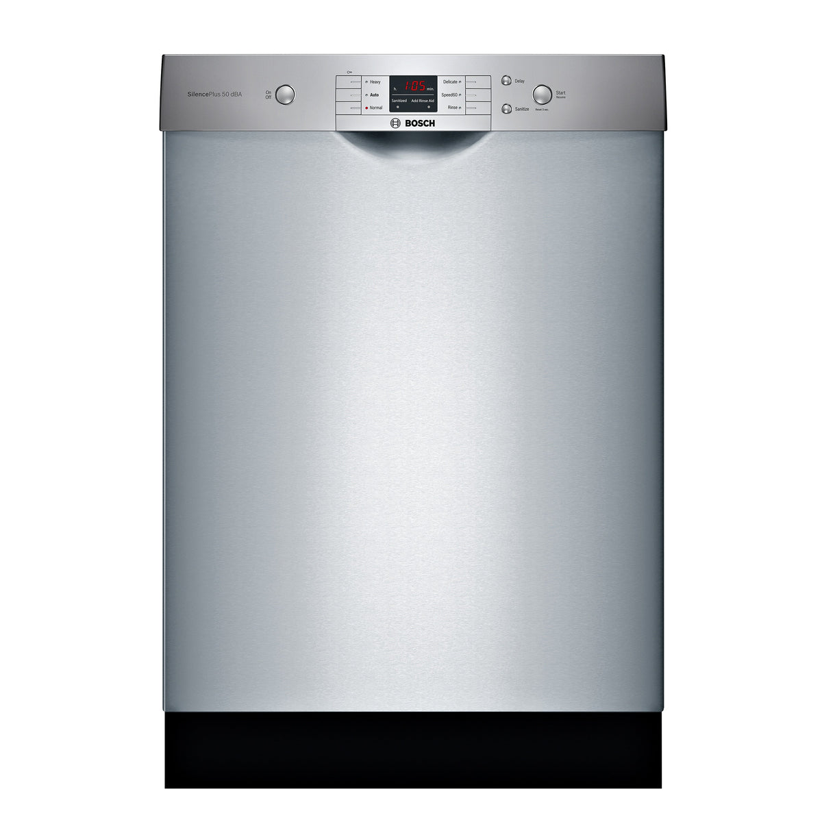 Bosch 100 Series PureDry 50-Decibel Front Control 24-in Built-In Dishwasher, Fingerprint-Resistant Stainless Steel, ENERGY STAR