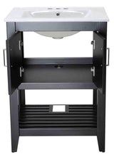 ANZZI Mosset Series 24-in Black Single Sink Bathroom Vanity with White Ceramic Top (Mirror Included)