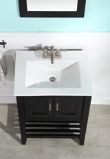 ANZZI Mosset Series 24-in Black Single Sink Bathroom Vanity with White Ceramic Top (Mirror Included)