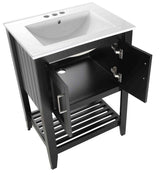 ANZZI Mosset Series 24-in Black Single Sink Bathroom Vanity with White Ceramic Top (Mirror Included)