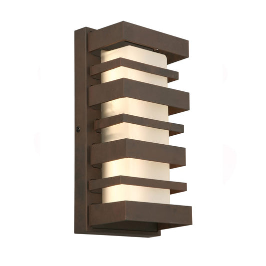 Portfolio Glen Hallow 11-in H Rust Integrated LED Outdoor Wall Light, Hardwired, Wet Rated