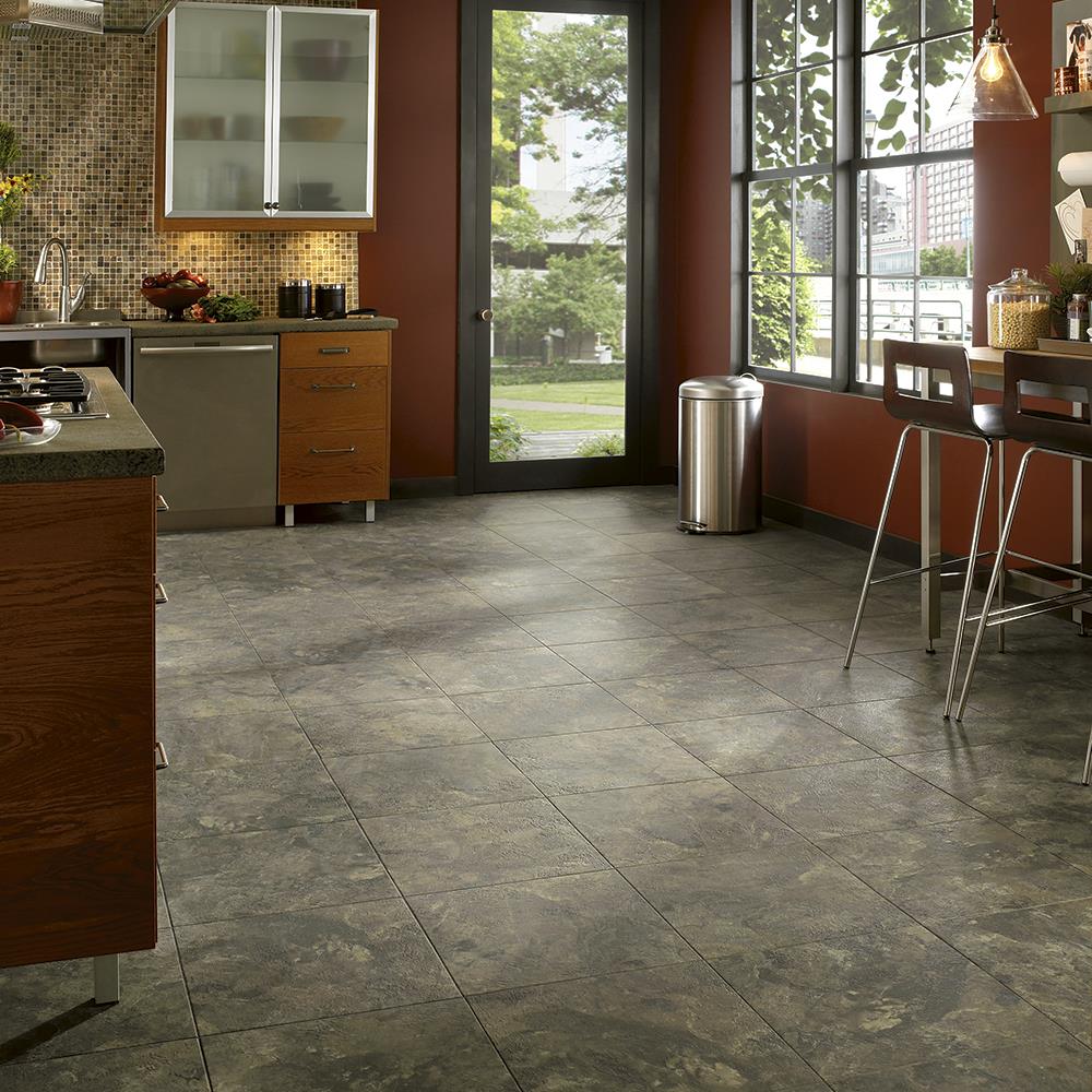 Armstrong Flooring Alterna 14-piece 16-in x 16-in Groutable Mesa Stone Moss Glue (Adhesive) Vinyl Tile