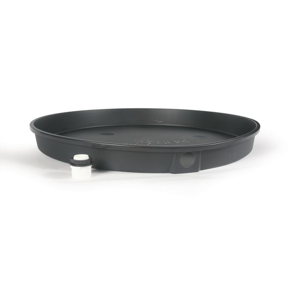 22 in. I.D. Plastic Drain Pan with PVC Fitting - Super Arbor