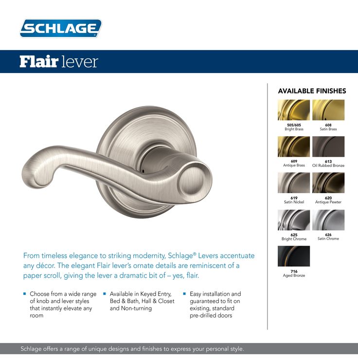 Schlage FB50 Flair Flair Aged Bronze Single-Cylinder Deadbolt Reversible Keyed Entry Door Handle Combo Pack (1 Handle and 1 Deadbolt)