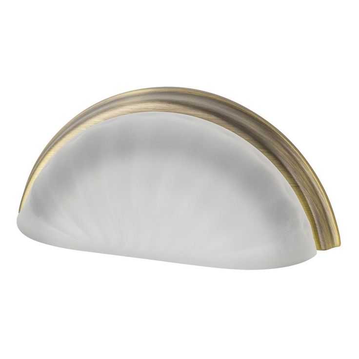 3 in. Center-to-Center Cup Crystal Frosted Fluted in Antique Brass Drawer Pull