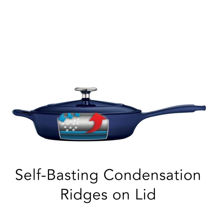 Gourmet 10 in. Porcelain-Enameled Cast Iron Skillet in Gradated Cobalt with Lid