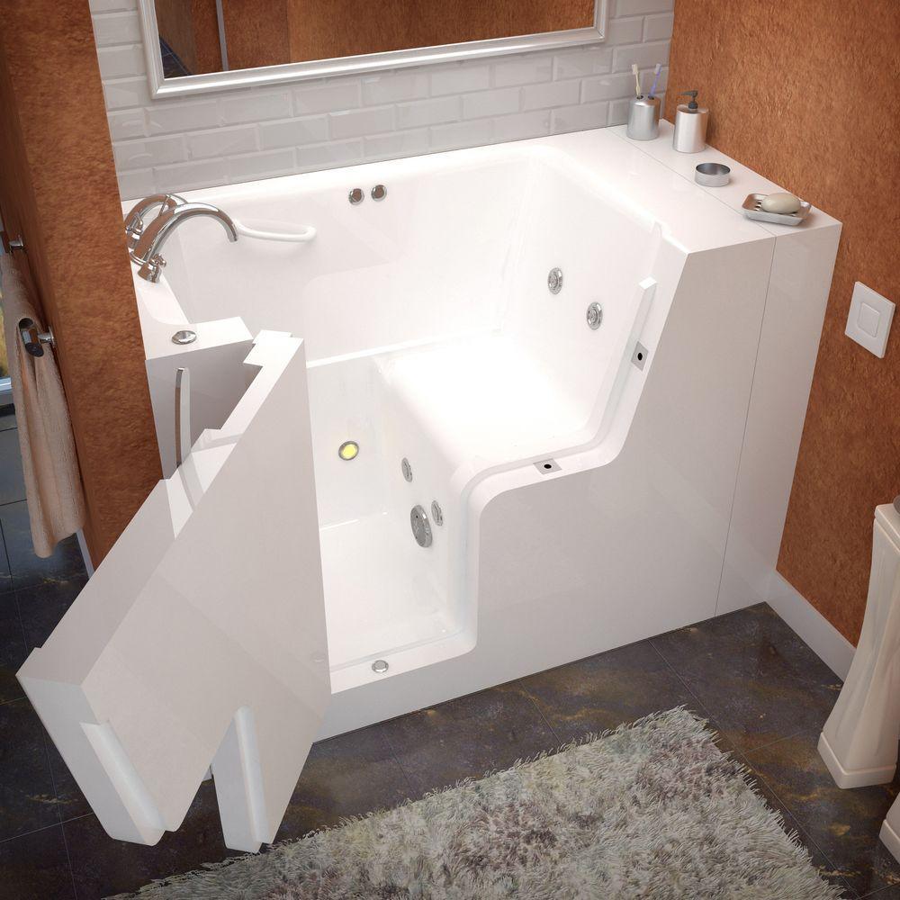 Nova Heated Wheelchair Accessible 4.5 ft. Walk-In Whirlpool Bathtub in White with Chrome Trim - Super Arbor