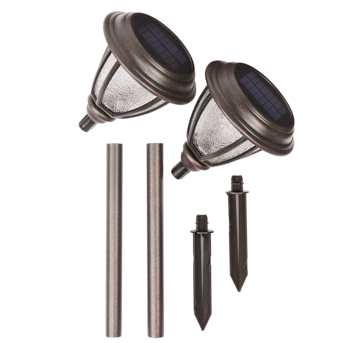 Portfolio 2-Pack Solar Path Light Kit, 24-Lumen, Bronze, 3500K (LED, Solar-Powered)