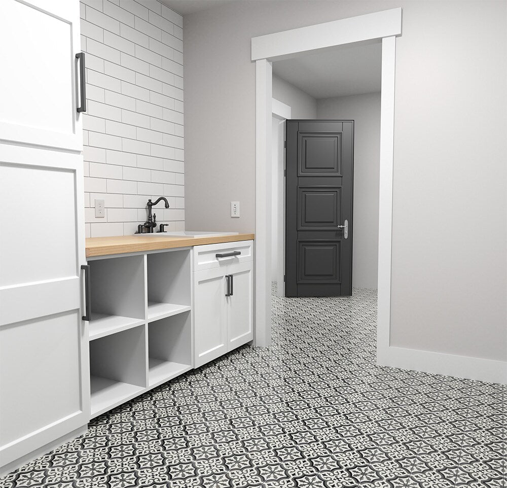 Elida Ceramica Lolita Deco Squares 6-in x 6-in Matte Porcelain Encaustic Floor & Wall Tile