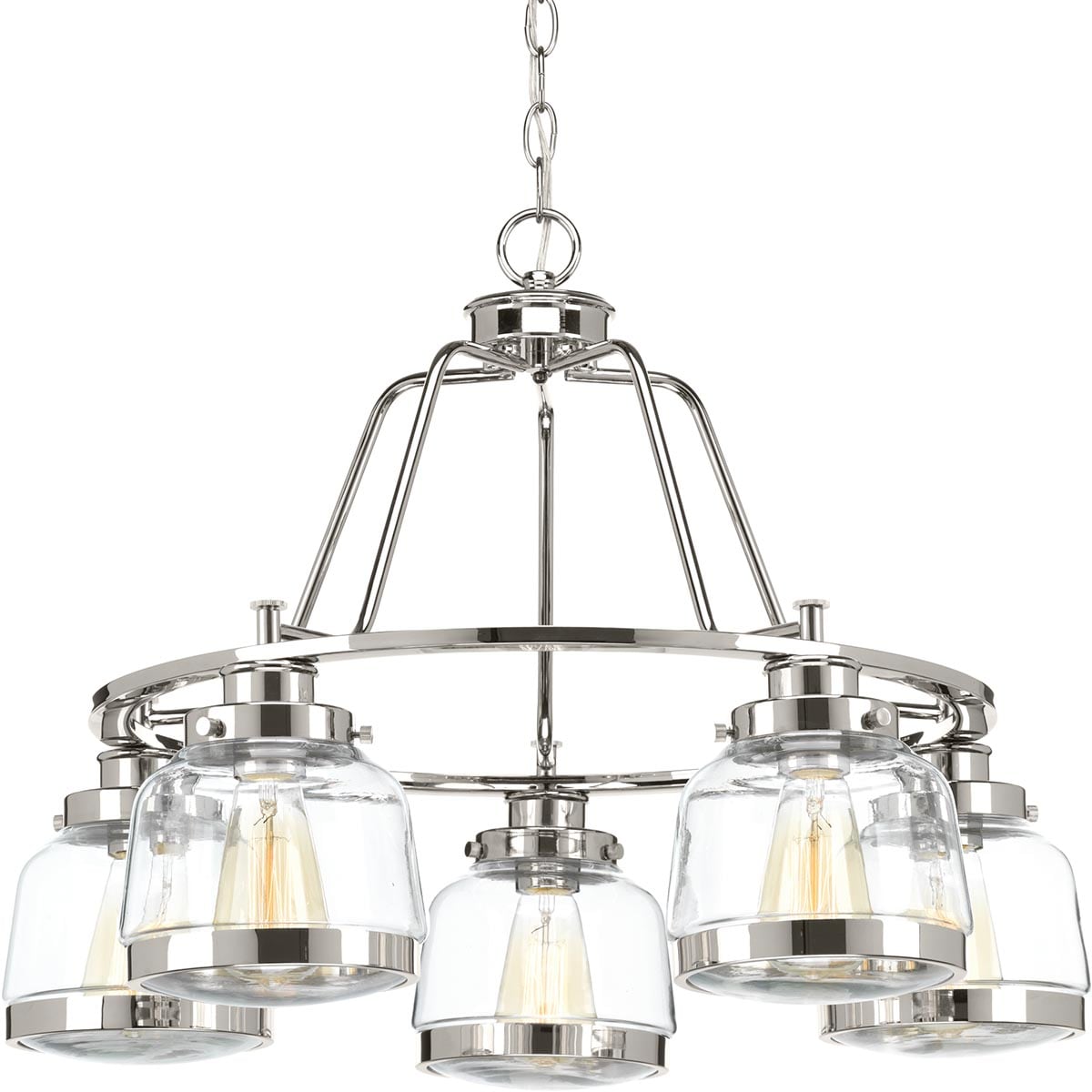 Progress Lighting Judson 5-Light Polished Nickel Farmhouse Chandelier