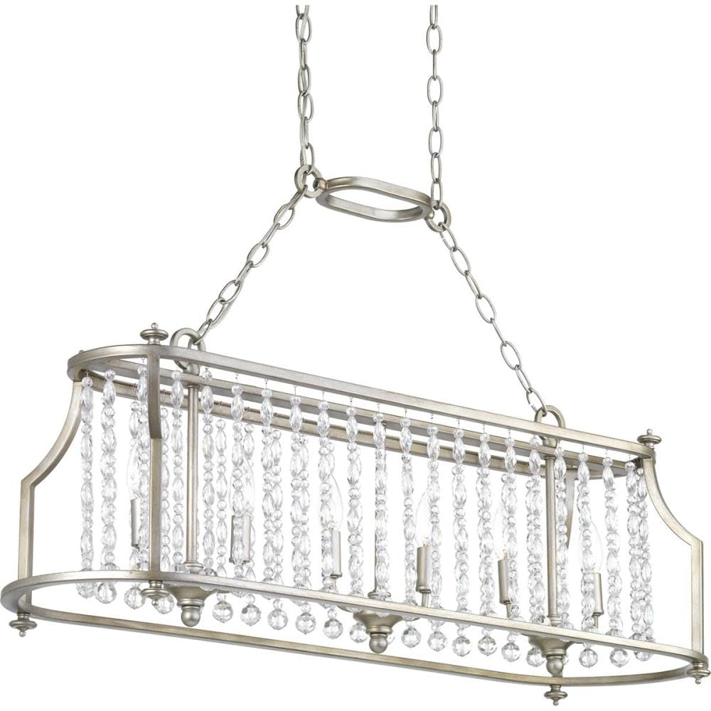 Progress Lighting Desiree 6-Light Silver Ridge Glam Linear Large Hanging Kitchen Island Light