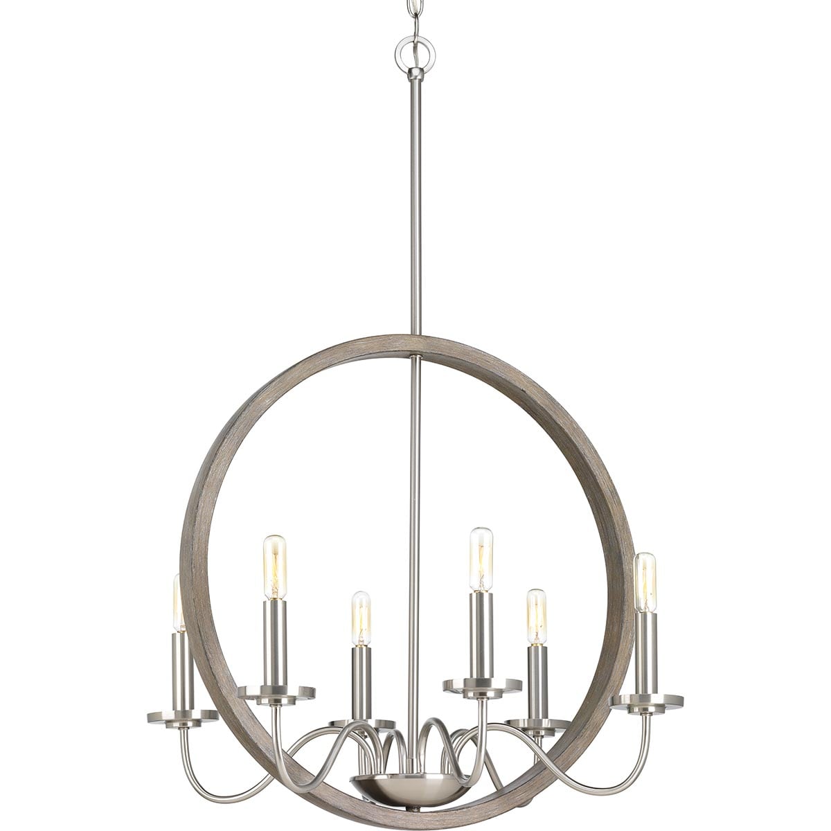 Progress Lighting Fontayne 6-Light Brushed Nickel Farmhouse Chandelier