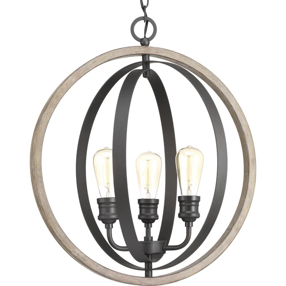 Progress Lighting Conestee 3-Light Graphite Coastal Globe Medium Hanging Pendant Light