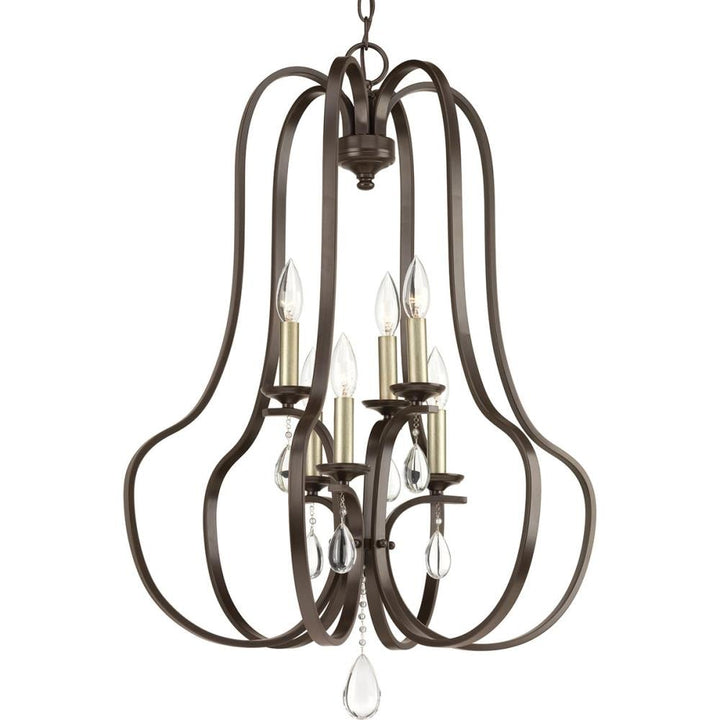 Progress Lighting Anjoux 6-Light Antique Bronze Transitional Geometric Medium Hanging Pendant Light
