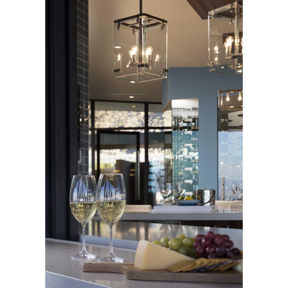 Progress Lighting Glayse 4-Light Brushed Nickel Modern/Contemporary Beveled Glass Square Medium Hanging Pendant Light