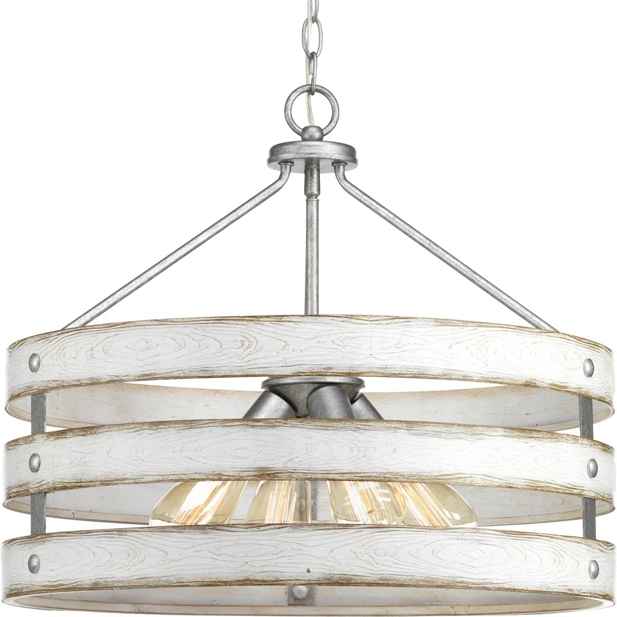 Progress Lighting Gulliver 4-Light Galvanized Farmhouse Drum Medium Hanging Pendant Light