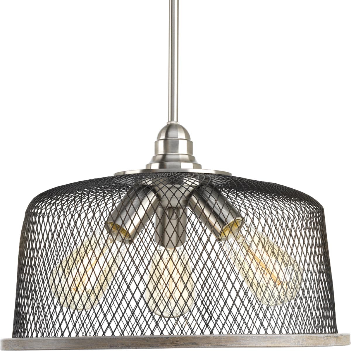 Progress Lighting Tilley 3-Light Brushed Nickel Industrial Drum Medium Hanging Pendant Light