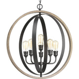 Progress Lighting Conestee 6-Light Graphite Coastal Globe Large Hanging Pendant Light