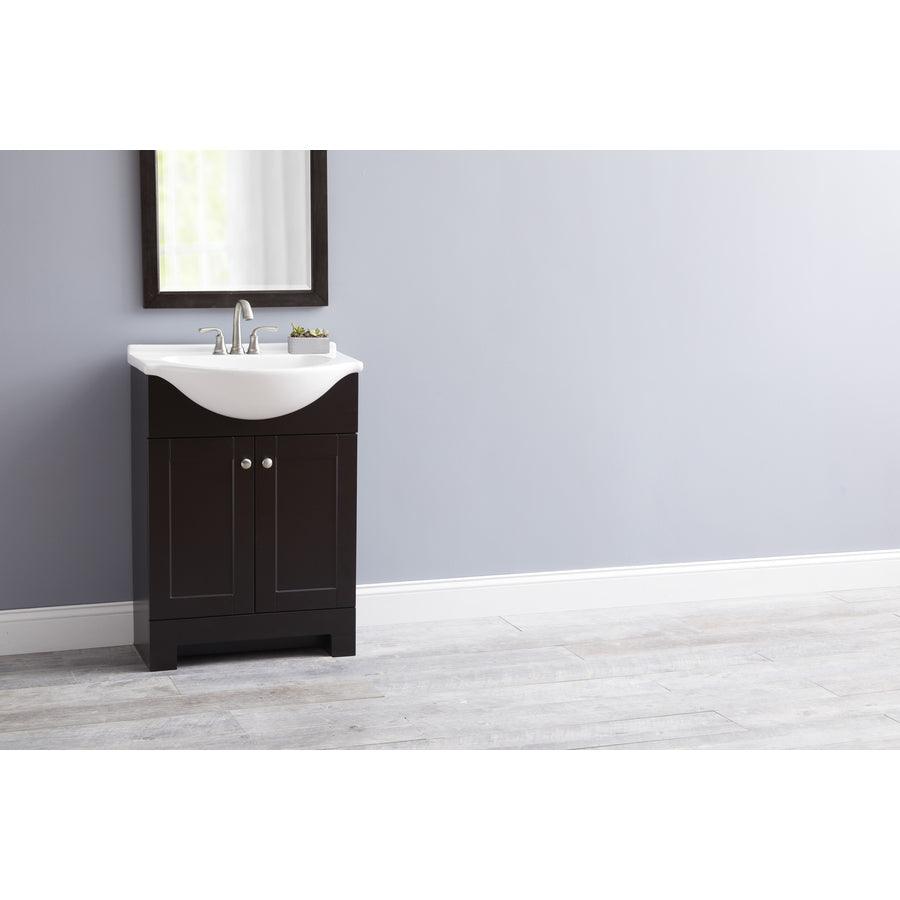Style Selections Euro 24-in Gray Single Sink Bathroom Vanity with White Cultured Marble Top - Super Arbor