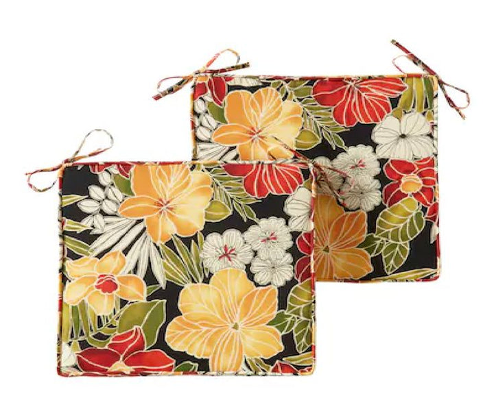 Greendale Home Fashions 2-Piece Aloha Black Deep Seat Patio Chair Cushion