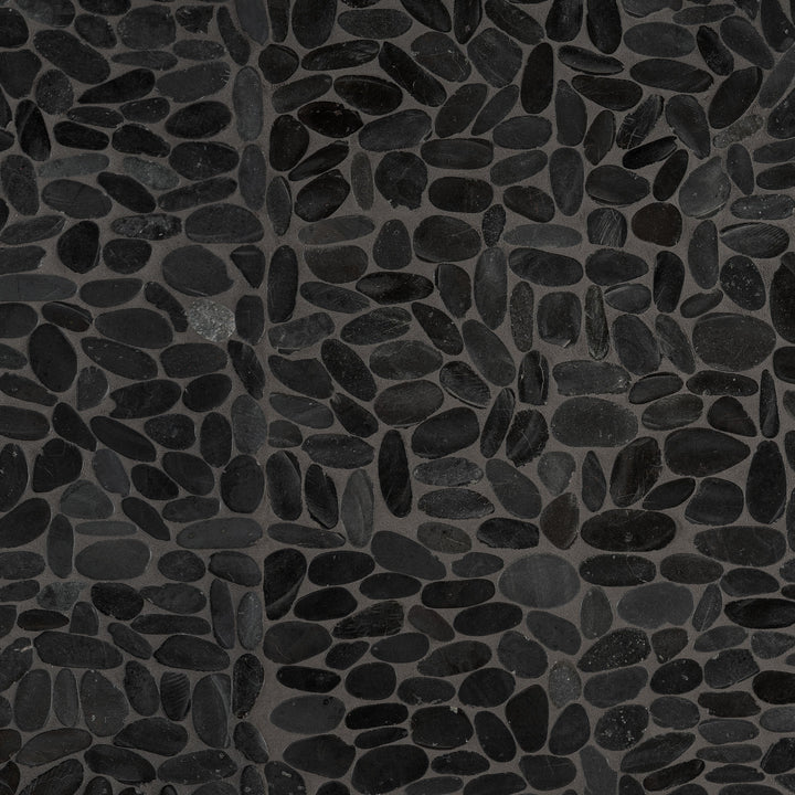 Satori River Rock Black 12-in x 12-in Natural Stone Mosaic Floor and Wall Tile (0.96-sq. ft/ Piece)