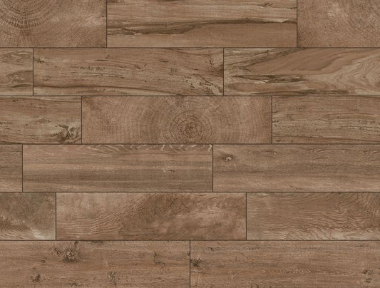 Style Selections Woods Natural 6-in x 24-in Glazed Porcelain Wood Look Floor Tile