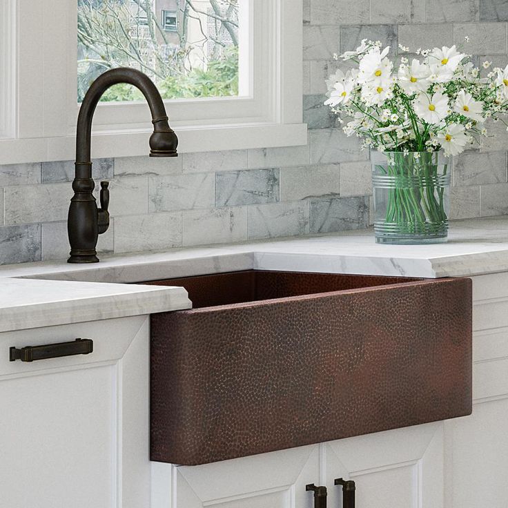 Luxury 33 in. Heavy 12-Gauge Dark Copper Single Bowl Farmhouse Kitchen Sink Flat Front Includes Grid and Flange