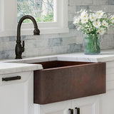 Luxury 33 in. Heavy 12-Gauge Dark Copper Single Bowl Farmhouse Kitchen Sink Flat Front Includes Grid and Flange