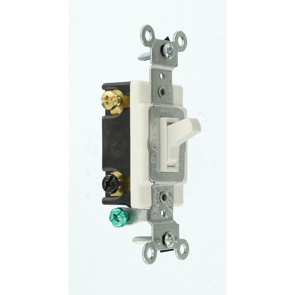15 Amp Single-Pole Toggle Framed 4-Way AC Switch, White - Super Arbor