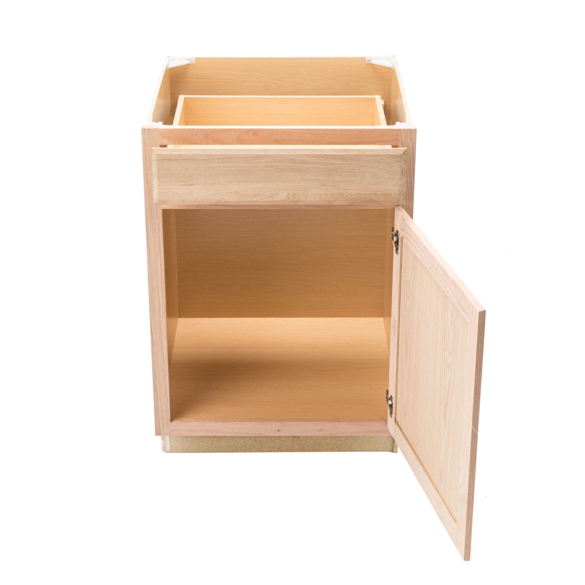 Project Source Oak Brook 24-in W x 35-in H x 23.75-in D Unfinished Oak Door and Drawer Base Cabinet, Fully Assembled