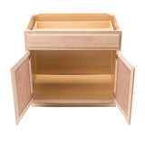 Project Source Oak Brook 36-in W x 35-in H x 23.75-in D Natural Unfinished Oak 1-Drawer Base Fully Assembled Cabinet (Flat Panel Square Style)