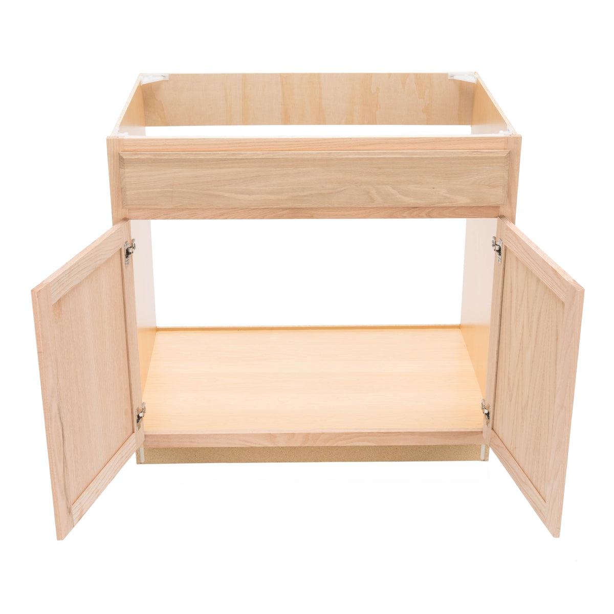 Project Source Oak Brook 36-in W x 35-in H x 23.75-in D Unfinished Oak Sink Base Cabinet, Fully Assembled