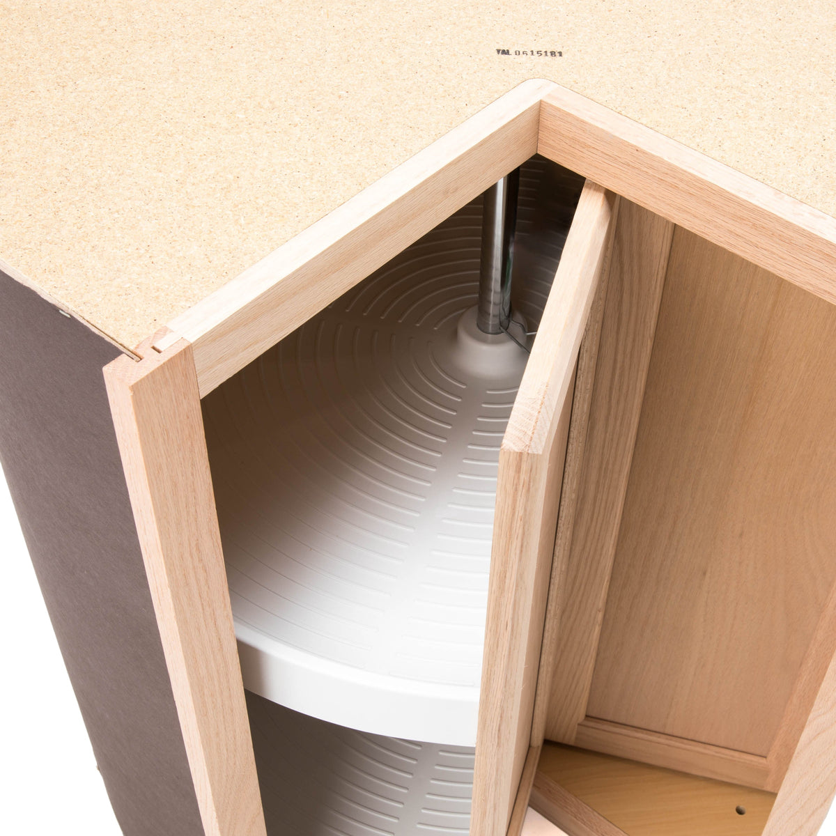 Project Source Oak Brook 36-in W x 35-in H x 23.75-in D Unfinished Oak Lazy Susan Corner Base Cabinet, Fully Assembled