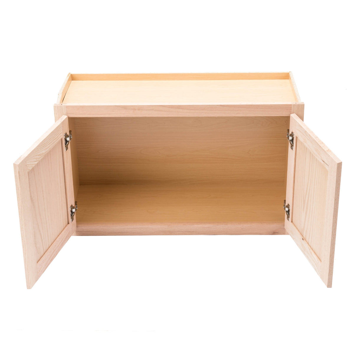 Project Source Oak Brook 30-in W x 18-in H x 12-in D Natural Unfinished Oak Wall Fully Assembled Cabinet (Flat Panel Square Door Style)