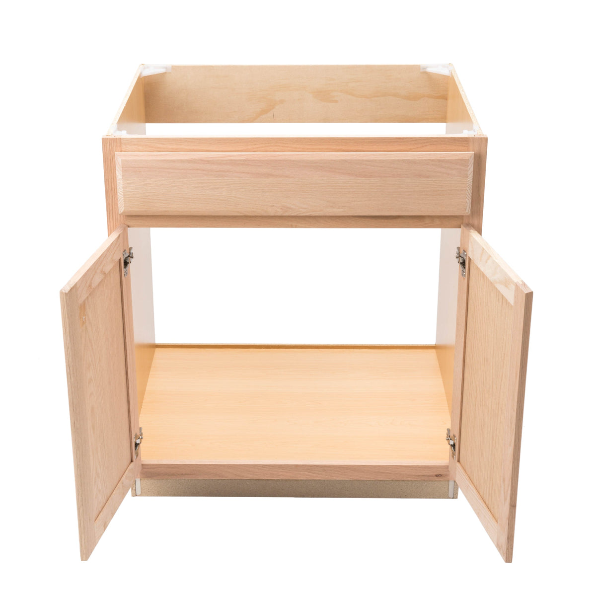 Project Source Oak Brook 30-in W x 35-in H x 23.75-in D Unfinished Oak Sink Base Cabinet, Fully Assembled