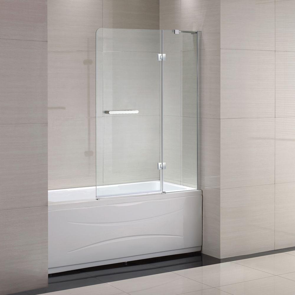 Mia 40 in. x 55 in. Semi-Framed Hinge Tub and Shower Door in Chrome and Clear Glass - Super Arbor